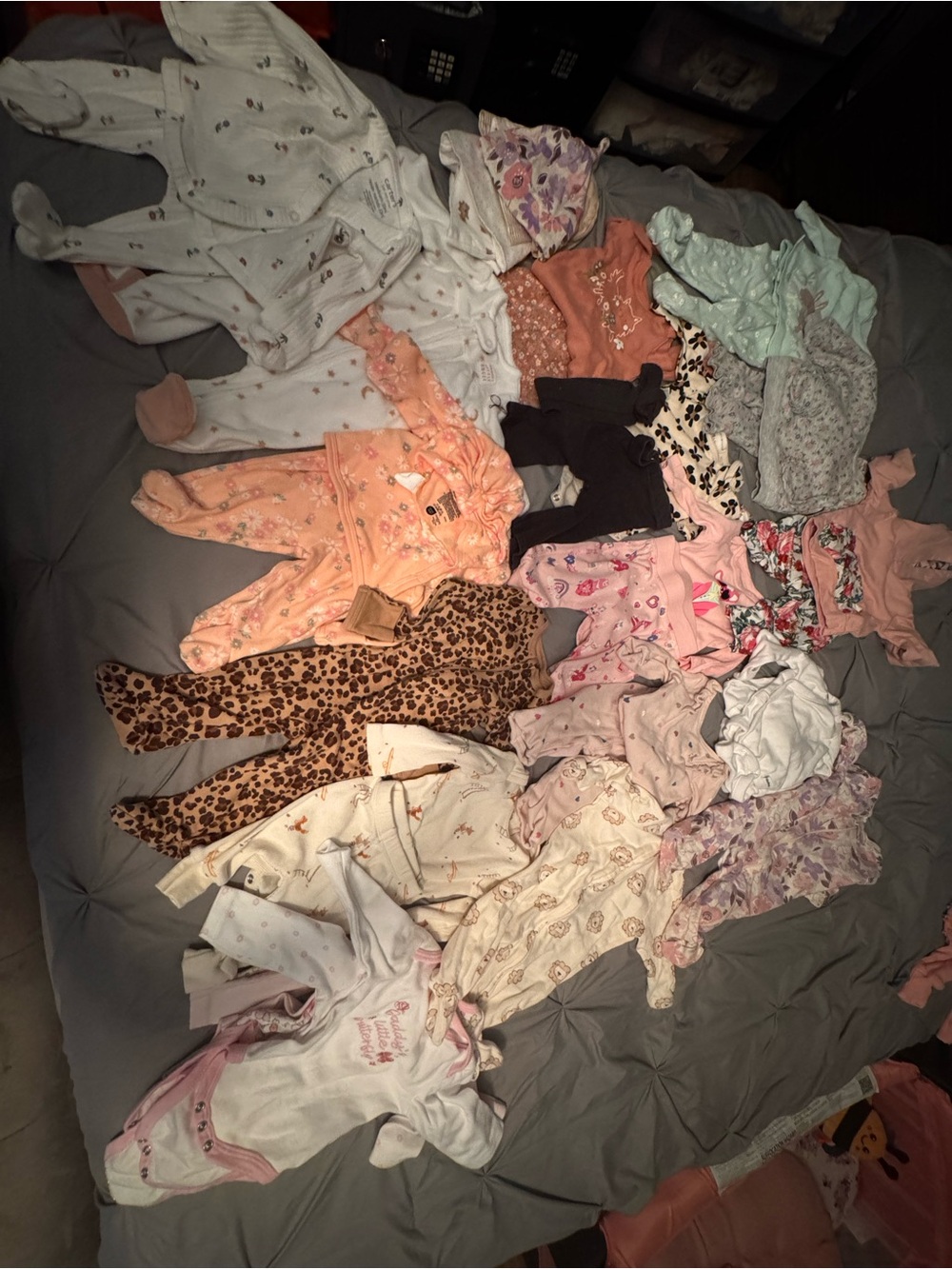 Mixed Baby Girls Sleepwear Set in Pink, Peach, White and Animal Print